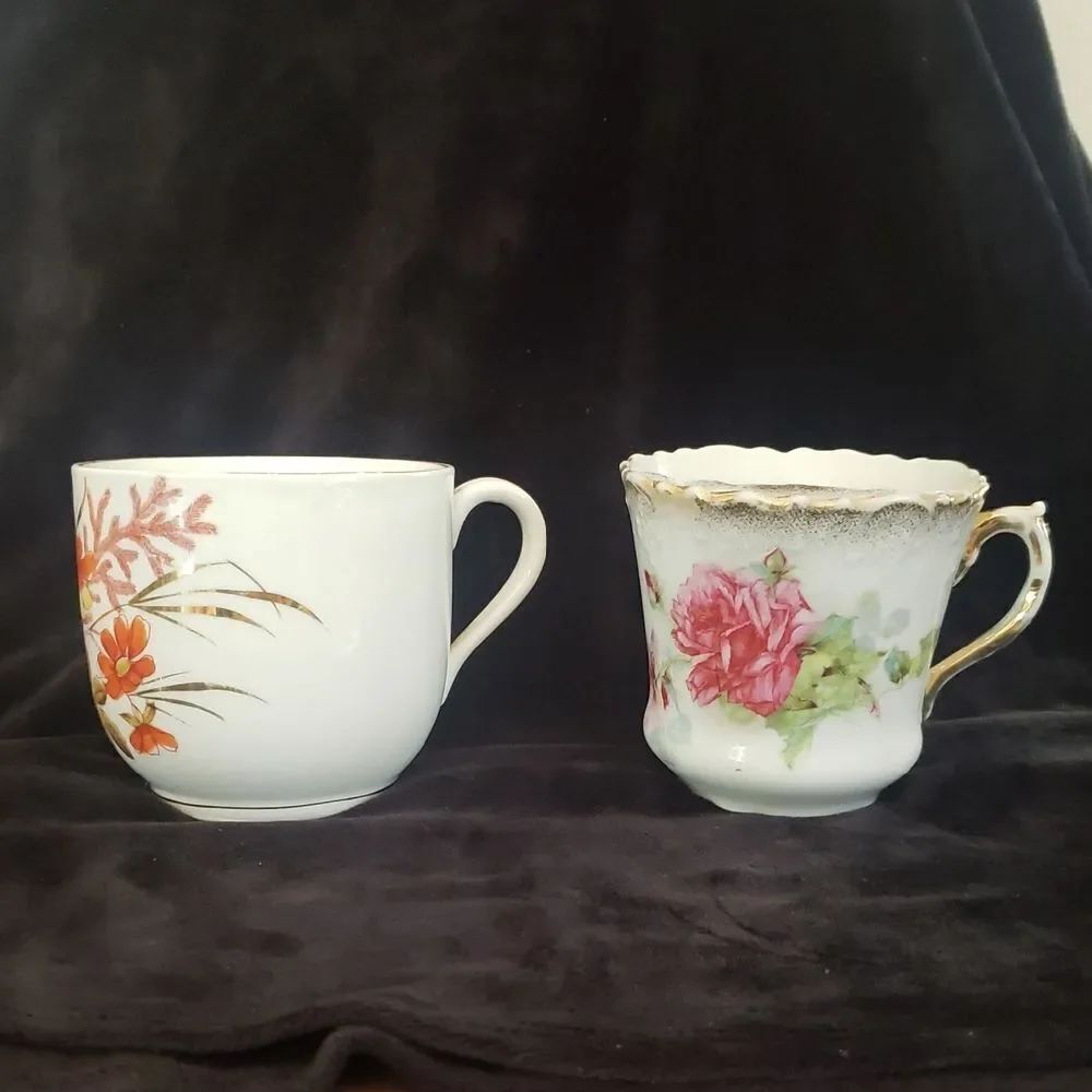 Lot of 2 Vintage Porcelain "Moustache" Coffee Cups